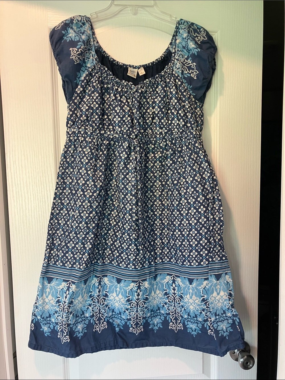So Wear It Declare It Navy and Light Blue Border-Print Casual Dress